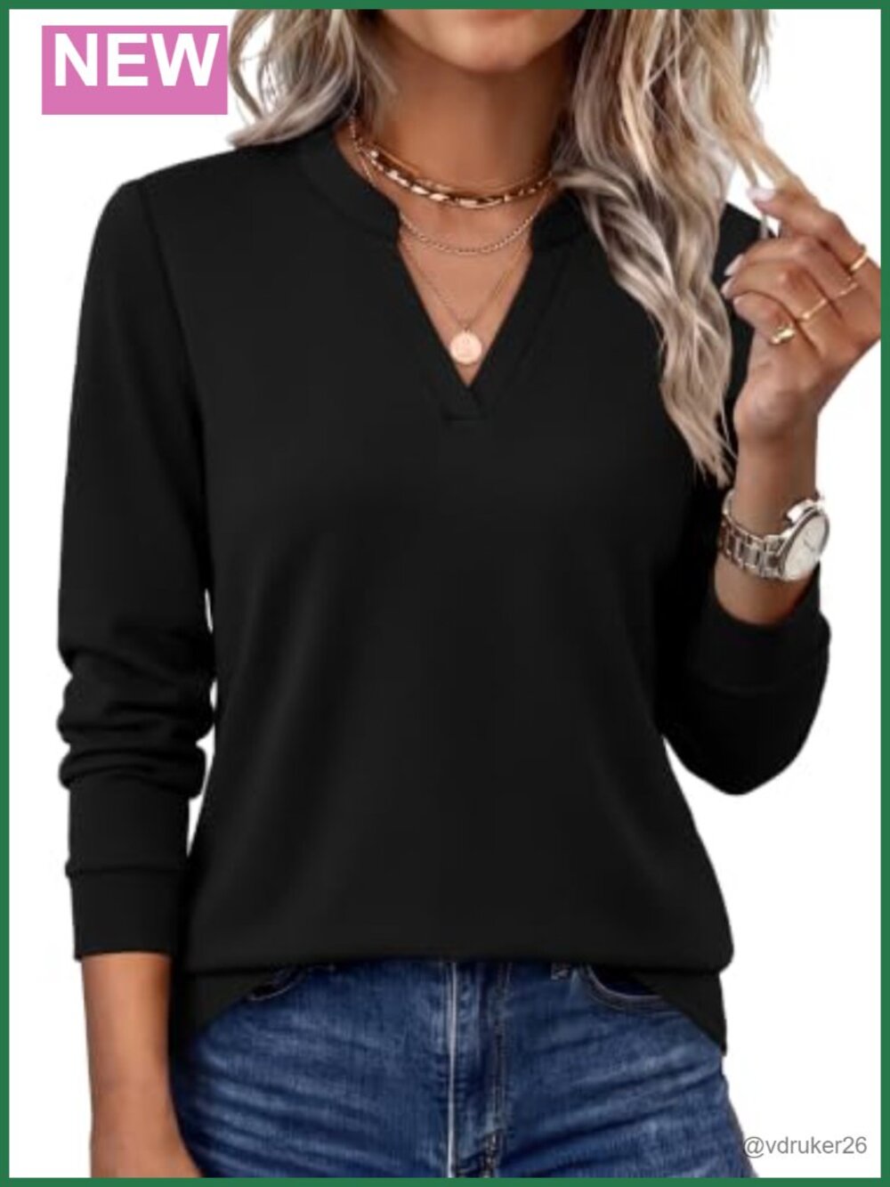 Womens V Neck Long Sleeve Business Casual Blouse Polyester Spandex Top